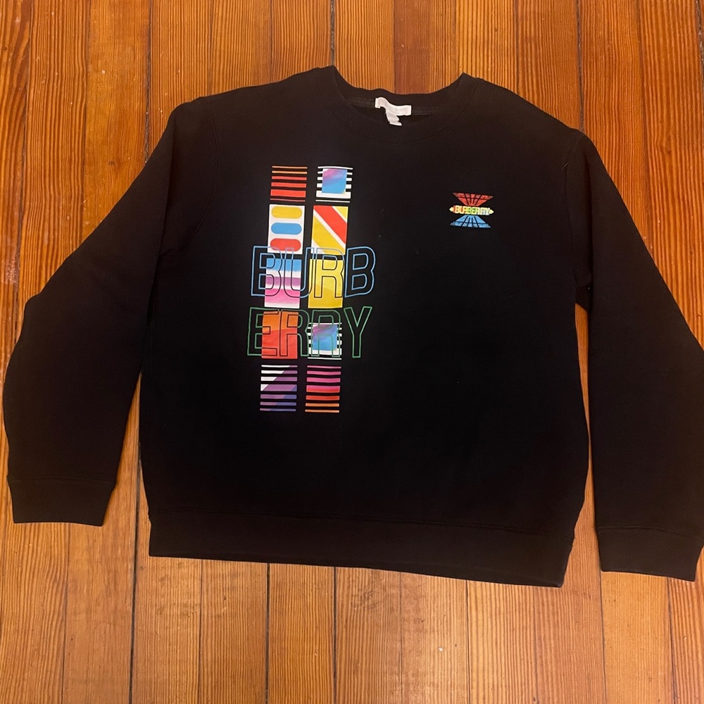 Burberry Kids Black Sweater with Multicolor Graphic